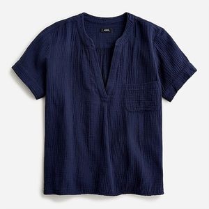 J Crew V-neck soft gauze popover Navy | Small | NWT